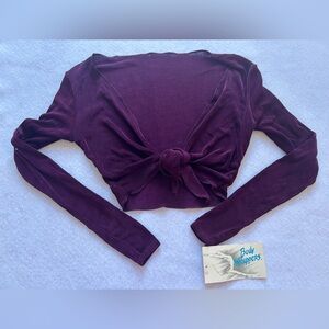 90s Y2K Dance Slinky Purple Tie Front Top